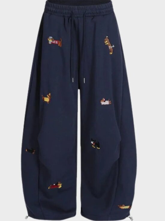 Amalfi Pants - Embroidered pup barrel sweatpants (S)